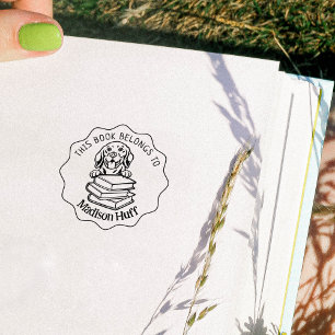 This Book Belongs To, Cute Beagle Book Rubber Stamp