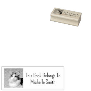 This Book Belongs To, Cute Cat Personalised Rubber Stamp