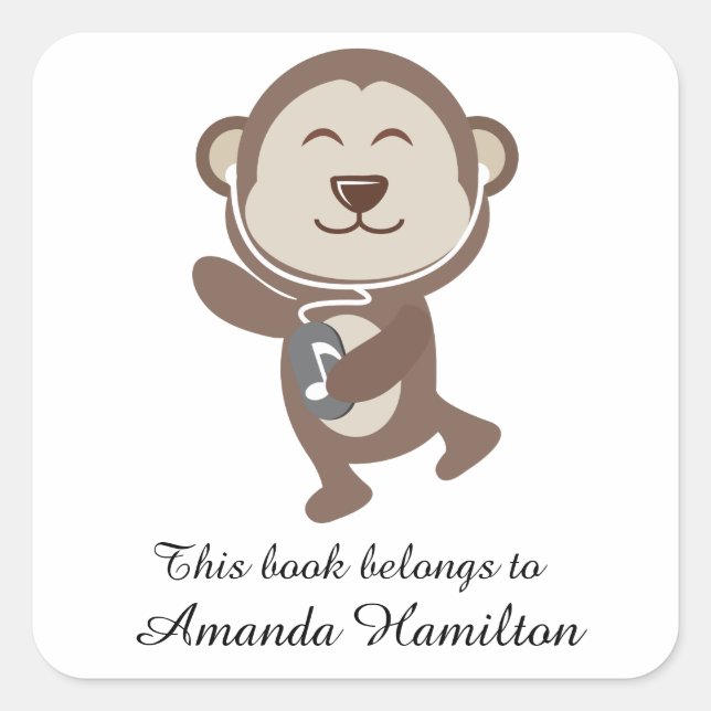 This book belongs to Cute Dancing Bear Square Sticker (Front)