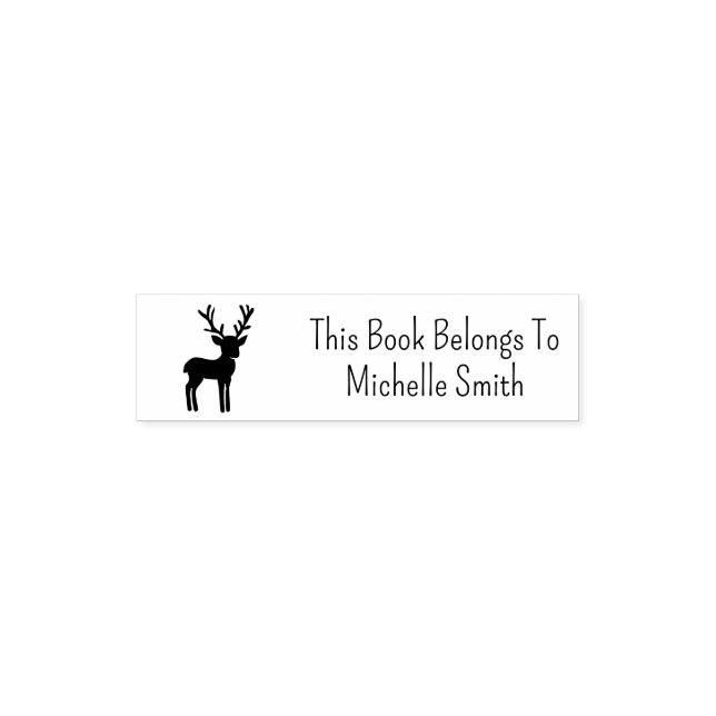 This Book Belongs To, Cute Deer, Personalised  Self-inking Stamp (Design)