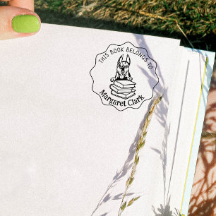 This Book Belongs To, Cute Doberman Rubber Stamp