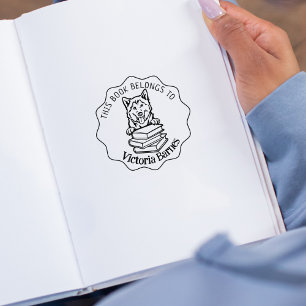 This Book Belongs To, Cute Husky Book Rubber Stamp