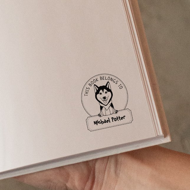 This Book Belongs To, Cute Husky, Child Book  Rubber Stamp (Creator Uploaded)