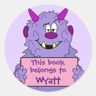 This Book Belongs To Cute Monster Kids Bookplate Classic Round Sticker