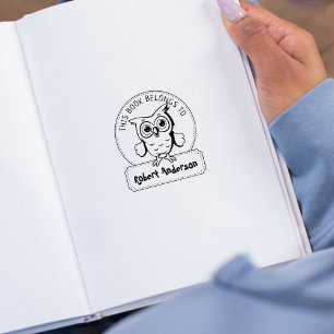 This Book Belongs To, Cute Owl, Child Book Rubber Stamp