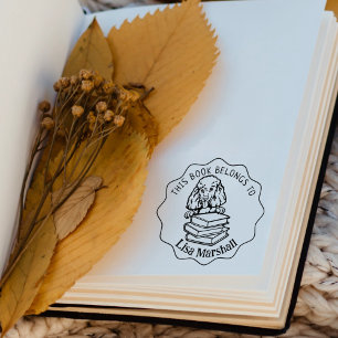 This Book Belongs To, Cute Poodle Rubber Stamp