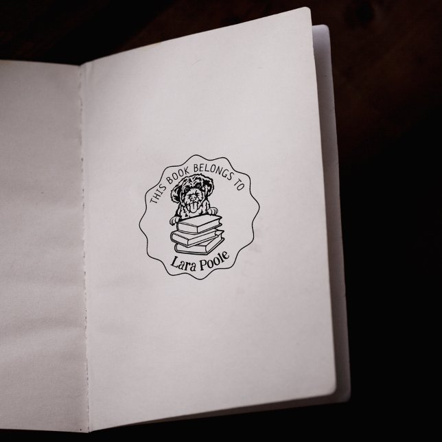 This Book Belongs To, Cute Portuguese Water Dog Rubber Stamp (Creator Uploaded)