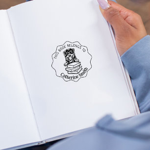 This Book Belongs To, Cute Rottweiler Rubber Stamp
