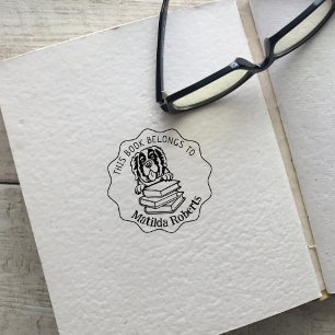 This Book Belongs To, Cute Saint Bernard Rubber Stamp