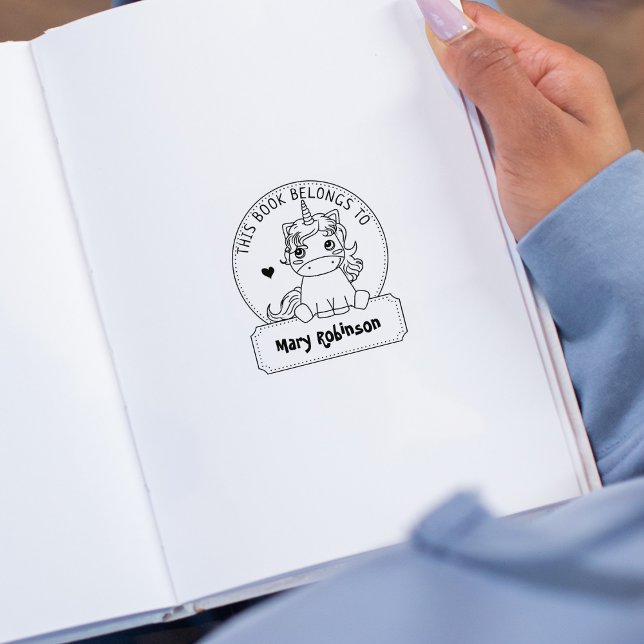 This Book Belongs To, Cute Unicorn, Child Book  Rubber Stamp (Creator Uploaded)