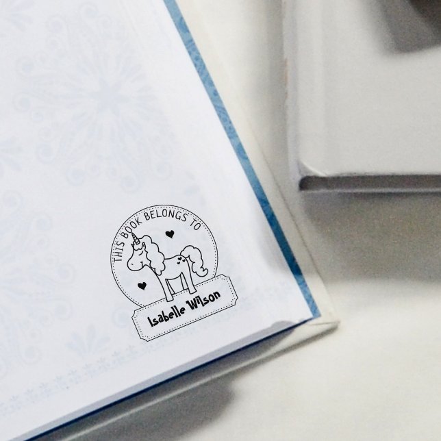 This Book Belongs To, Cute Unicorn, Child Book Rubber Stamp (Creator Uploaded)