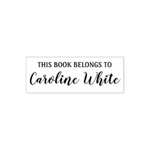 This book belongs to elegant script self-inking stamp