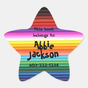This book belongs to-Fun Stripes Kids Custom Name Star Sticker