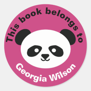 This Book Belongs To Girls Panda Bear Kawaii Pink Classic Round Sticker