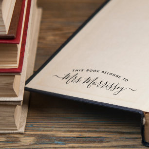 This Book Belongs To Handwritten Script Name Self-inking Stamp