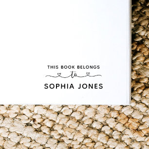 This Book Belongs To Heart Script Self-inking Stamp