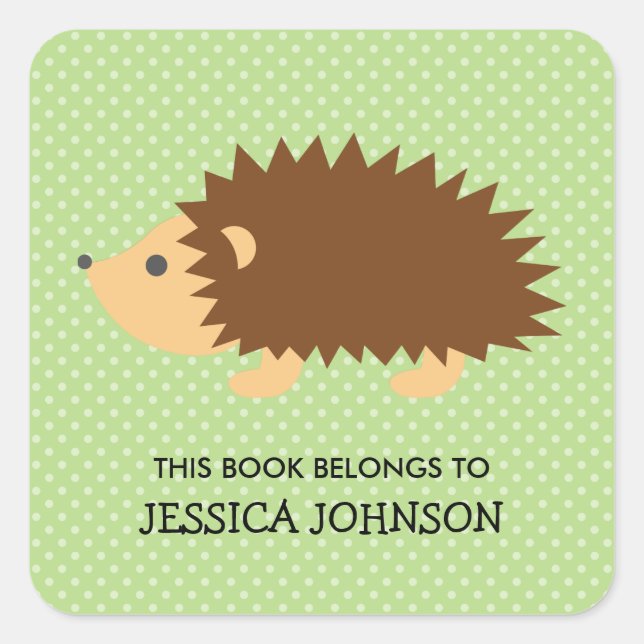This book belongs to hedgehog bookplate stickers (Front)