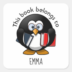 This book belongs to (insert name) square sticker