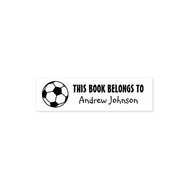 THIS BOOK BELONGS TO kids soccer self inking stamp (Design)