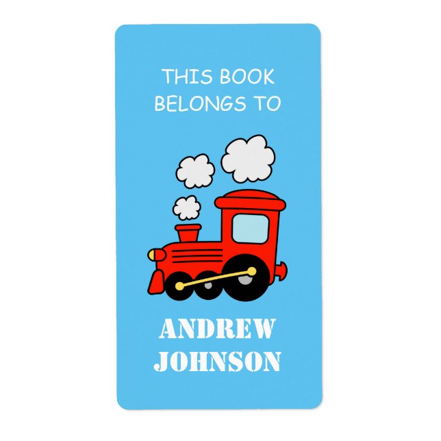 This book belongs to kids train bookplate labels (Front)