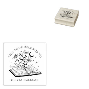 This Book Belongs To Modern Bookplate Rubber Stamp