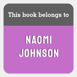 This Book Belongs To Modern Magenta Purple Custom Square Sticker