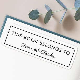 This Book Belongs To   Modern Name Bookplate Label Return Address Label