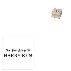 This Book Belongs To - Name Library Bookplate Kids Rubber Stamp