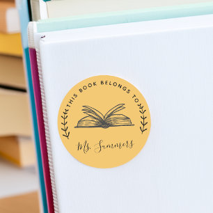 This Book Belongs To Personalised Classic Round Sticker