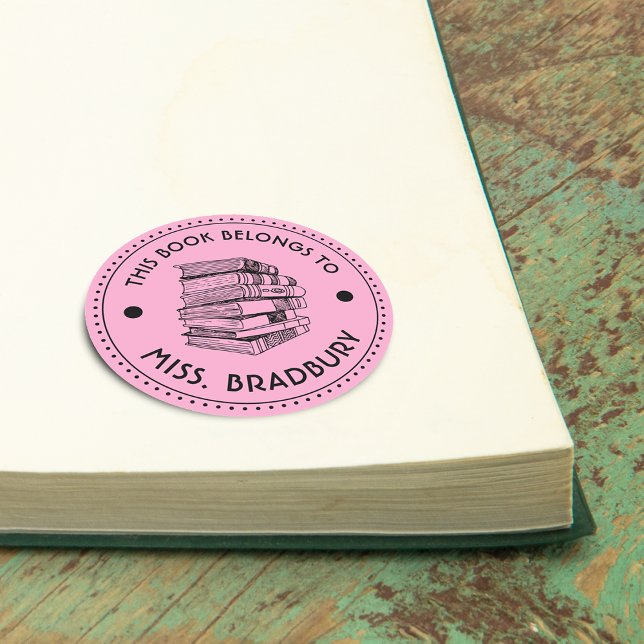 This Book Belongs To Personalised Classic Round Sticker (This Book Belongs To Personalized Classic Round Classic Round Sticker)