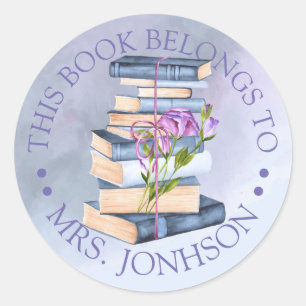 This Book Belongs To Personalised Classic Round Sticker