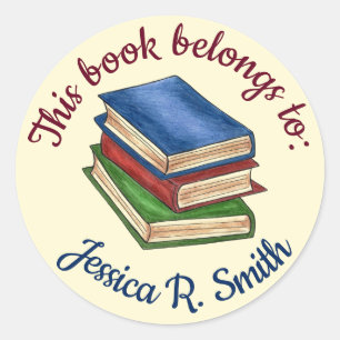 This Book Belongs To Personalised Library School Classic Round Sticker