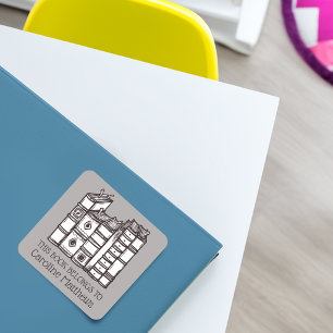 This Book Belongs To Personalised Square Sticker