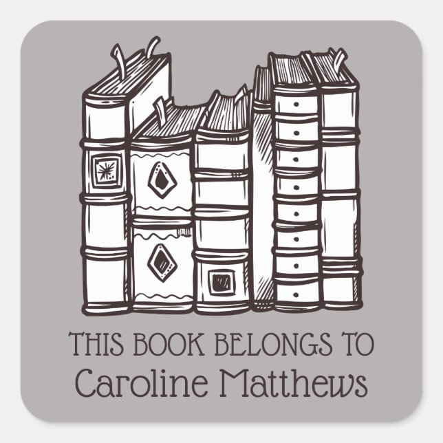 This Book Belongs To Personalised Square Sticker (Front)
