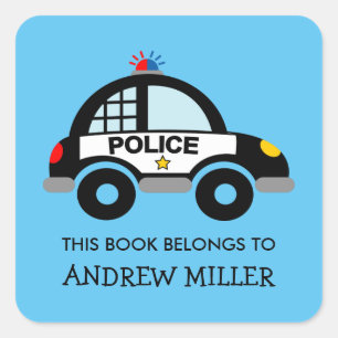 This book belongs to police car book label sticker