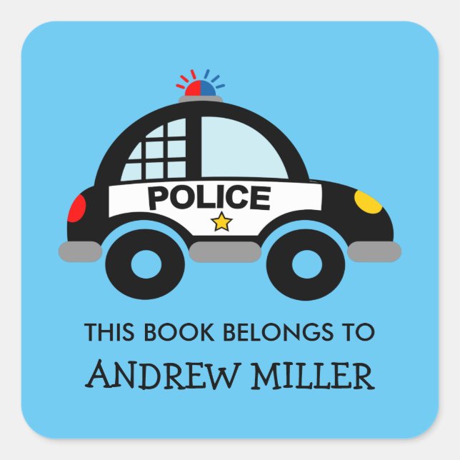 This book belongs to police car book label sticker (Front)