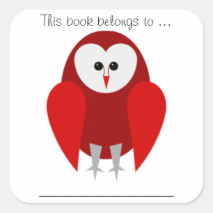 This book belongs to ... (Red barn owl, Large) Square Sticker