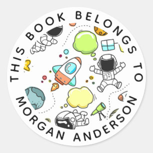 This Book Belongs to Space Astronauts Classic Round Sticker