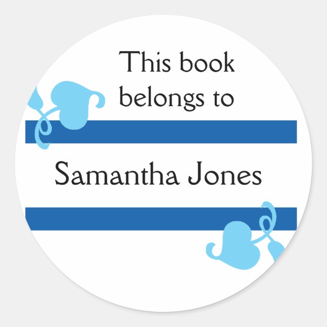 This Book Belongs To Stickers::Blue Classic Round Sticker (Front)