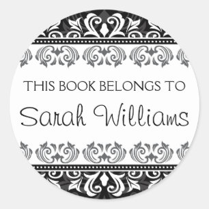 This book belongs to stickers stylish black damask
