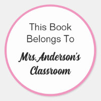 This Book Belongs To Teacher Name Black White Pink