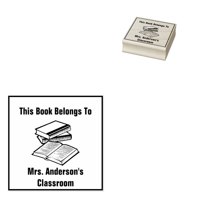This Book Belongs To Teacher Name Classroom Rubber Stamp (Stamped)