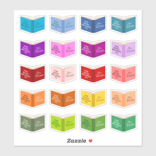 This Book Belongs To Teacher Set 20 Custom Labels (Sheet)