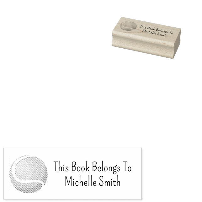 This Book Belongs To, Tennis Ball Personalised    Rubber Stamp (Stamped)