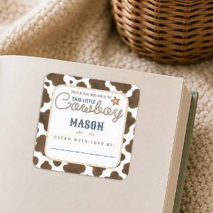 This Book Belongs to this Little Cowboy BookPlate Square Sticker