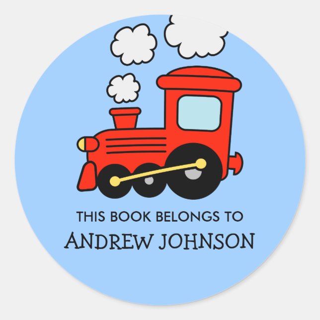 This book belongs to toy train bookplate stickers (Front)