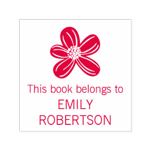 This Book Belongs To Tropical Flower Custom Name Self-inking Stamp