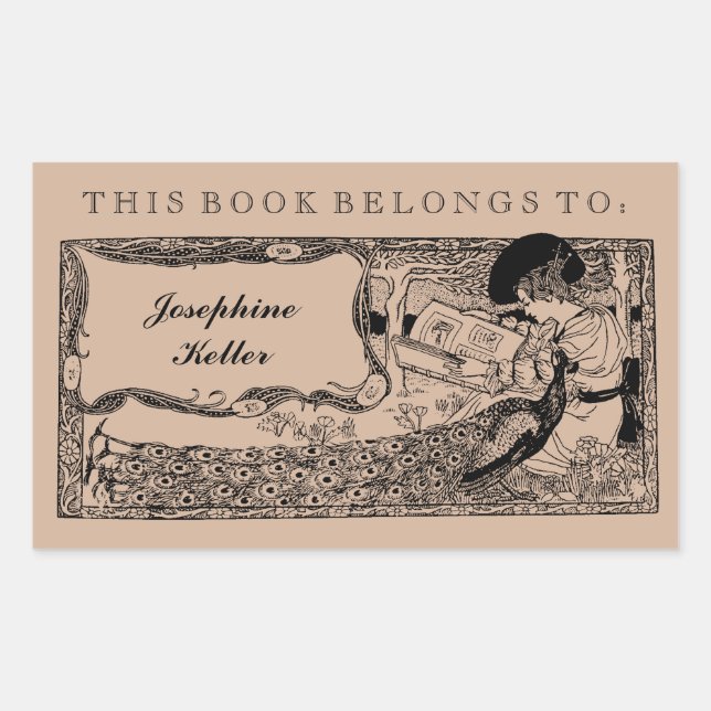 This Book Belongs To | Vintage Book Label Peacock (Front)