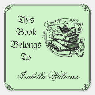 This Book Belongs to Vintage Custom Name Bookplate Square Sticker