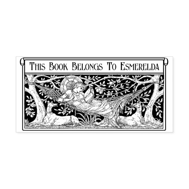 'This Book Belongs To' Walter Crane Illustration Self-inking Stamp (Design)